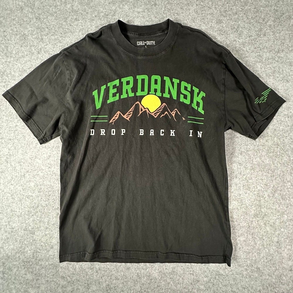 Call of Duty Warzone T-Shirt Large Black Mens Verdansk Drop Back In Graphic Tee